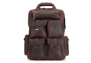 Handmade Vintage Dark Brown Leather Backpack, Travel Backpack B826