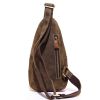 Top Grain Dark Brown Leather Single Strap Shoulder Backpack Travel Sling Bag 8886