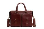 14'' UNISEX Genuine Reddish Brown Leather Briefcase, Messenger Bag, Laptop Bag 7001R