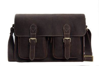 Handmade Distressed Dark Brown Leather Men's Messenger Bag 6915-M
