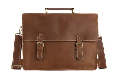 Vintage Brown Leather Briefcase, Men Messenger Bag, Laptop Bag 7035B-1VB