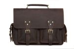Handcrafted Dark Brown Rustic Leather Briefcase, Messenger Bag, Laptop Bag, Men's Handbag 7145-M