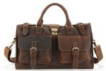Handmade Vintage Style Genuine Dark Brown Leather Travel Bag for Men or Messenger Bag 8895