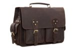 Handcrafted Dark Brown Rustic Leather Briefcase, Messenger Bag, Laptop Bag, Men's Handbag 7145-M