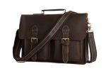 Handcrafted Full Grain Dark Brown Leather Messenger Bag 0344-DB