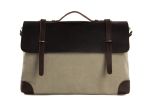 14'' Canvas Leather Rice White Briefcase Messenger Bag Shoulder Bag Laptop Bag 6896-RW
