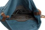 Blue Canvas/Leather Satchel Bag, Waxed Canvas Messenger Bag Crossbody Bag Shoulder Bag 6631-B