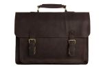 15'' Handmade Genuine Dark Brown Leather Briefcase or Laptop Bag 7205