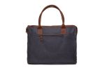 Vintage Style Leather Trimmed Waxed Canvas Briefcase, Messenger Bag, Shoulder Bag in 2 Color Choices YD2193