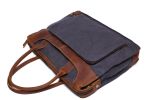 Vintage Style Leather Trimmed Waxed Canvas Briefcase, Messenger Bag, Shoulder Bag in 2 Color Choices YD2193