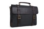 Canvas Leather Dark Grey Messenger Bag Shoulder Bag Laptop Bag 1870-DG