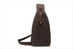 Handcrafted Rustic Leather Backpack Single Chest Strap Bag Travel Dark Brown 2038