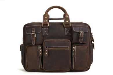 Handcrafted Vintage Extra Large Dark Brown Genuine Leather Travel Bag 7028