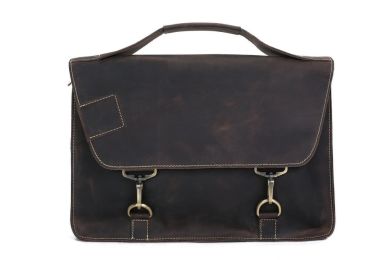 Vintage Style Dark Brown Leather Briefcase, Men's Messenger Bag, Laptop Bag, or Business Handbag 9081