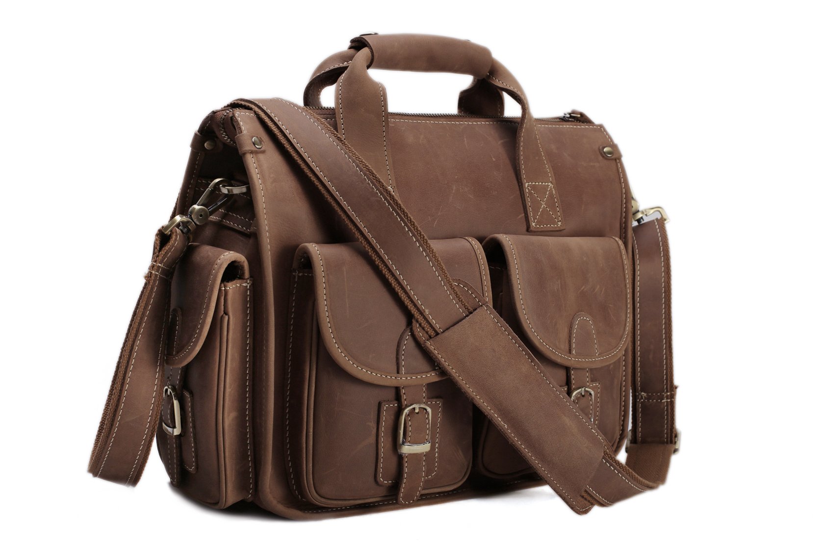 Handmade Vintage Leather Briefcase, Messenger Bag, Men's Handbag 7106