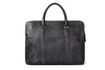Vintage Vegetable Tanned Dark Grey Leather Briefcase, Messenger Bag, Laptop Bag 9043-DGMed