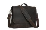 14'' Leather Dark Brown Briefcase Messenger Bag Leather Bag 7108-DB