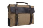 Handmade Khaki Canvas Leather Bag Briefcase Messenger Bag Shoulder Bag Laptop Bag 1870-K