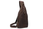Handcrafted Rustic Leather Backpack Single Chest Strap Bag Travel Dark Brown 2038