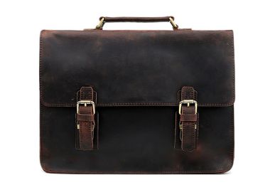 15'' Leather Briefcase/Messenger Bag/Laptop Bag 7035B-1-DB
