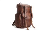 Oversized Vintage Leather Backpack, Travel Backpack in Vintage Brown MT06