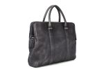 Vintage Vegetable Tanned Dark Grey Leather Briefcase, Messenger Bag, Laptop Bag 9043-DGMed